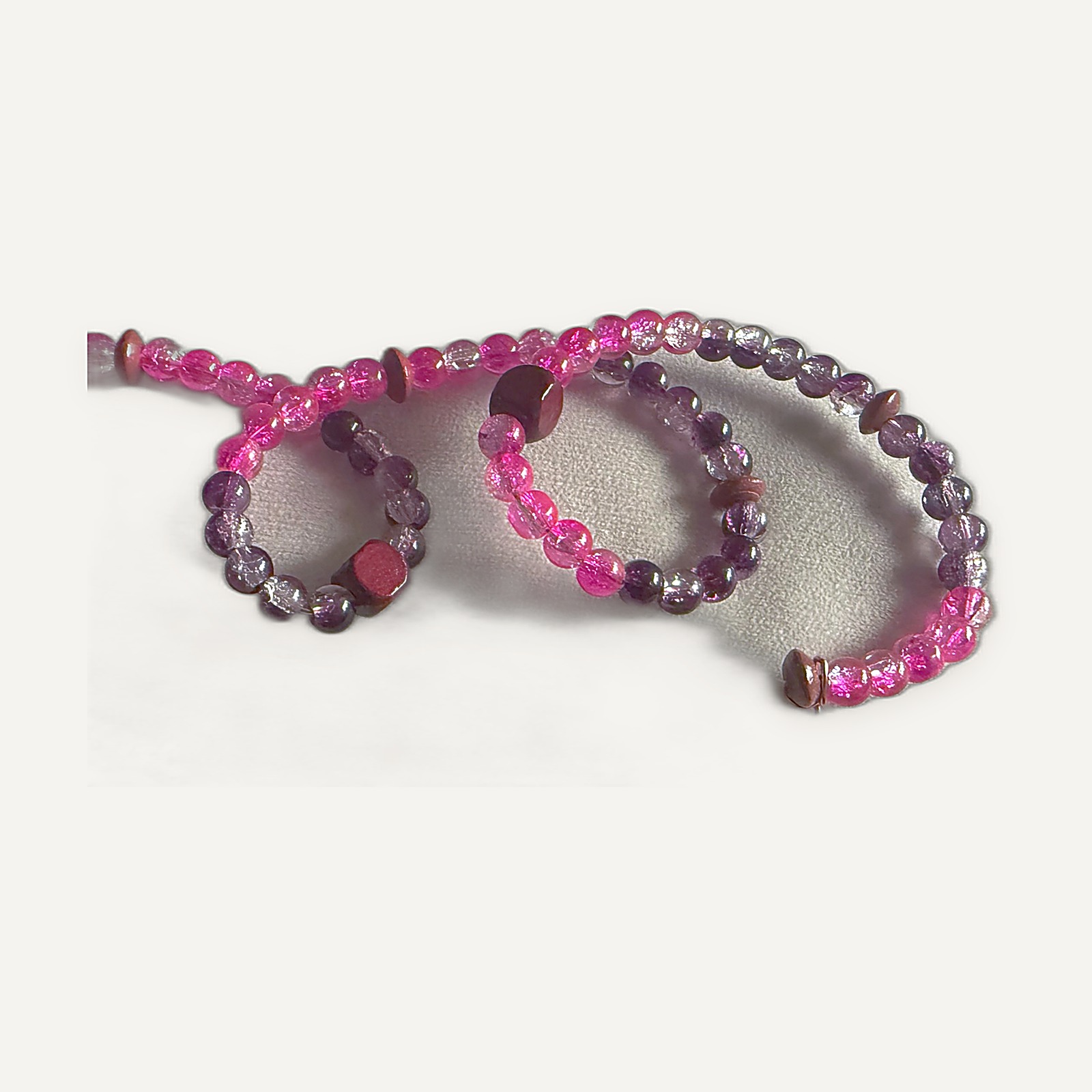 Pink and amethyst snake bracelet with copper